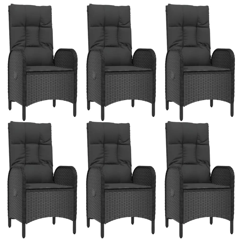 Garden Dining Set 7 Piece Outdoor Furniture Table Chairs Cushions Black Rattan