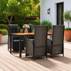 5 Piece Outdoor Garden Dining Set with Padded Cushions