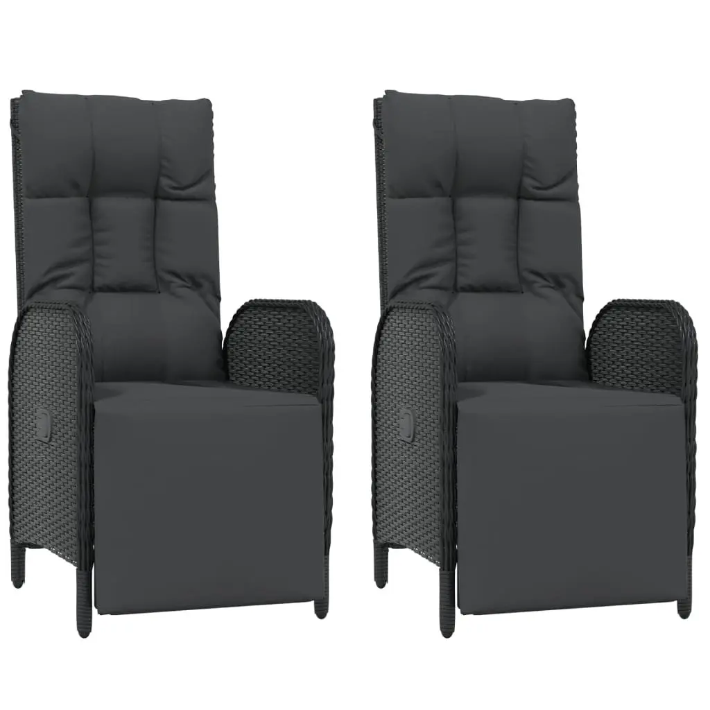 Garden Dining Set Black 5 Piece PE Rattan Table Chairs with Cushions Outdoor