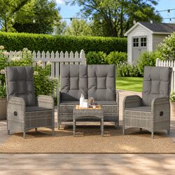 Compact and Reliable 4 Piece Garden Dining Set Grey