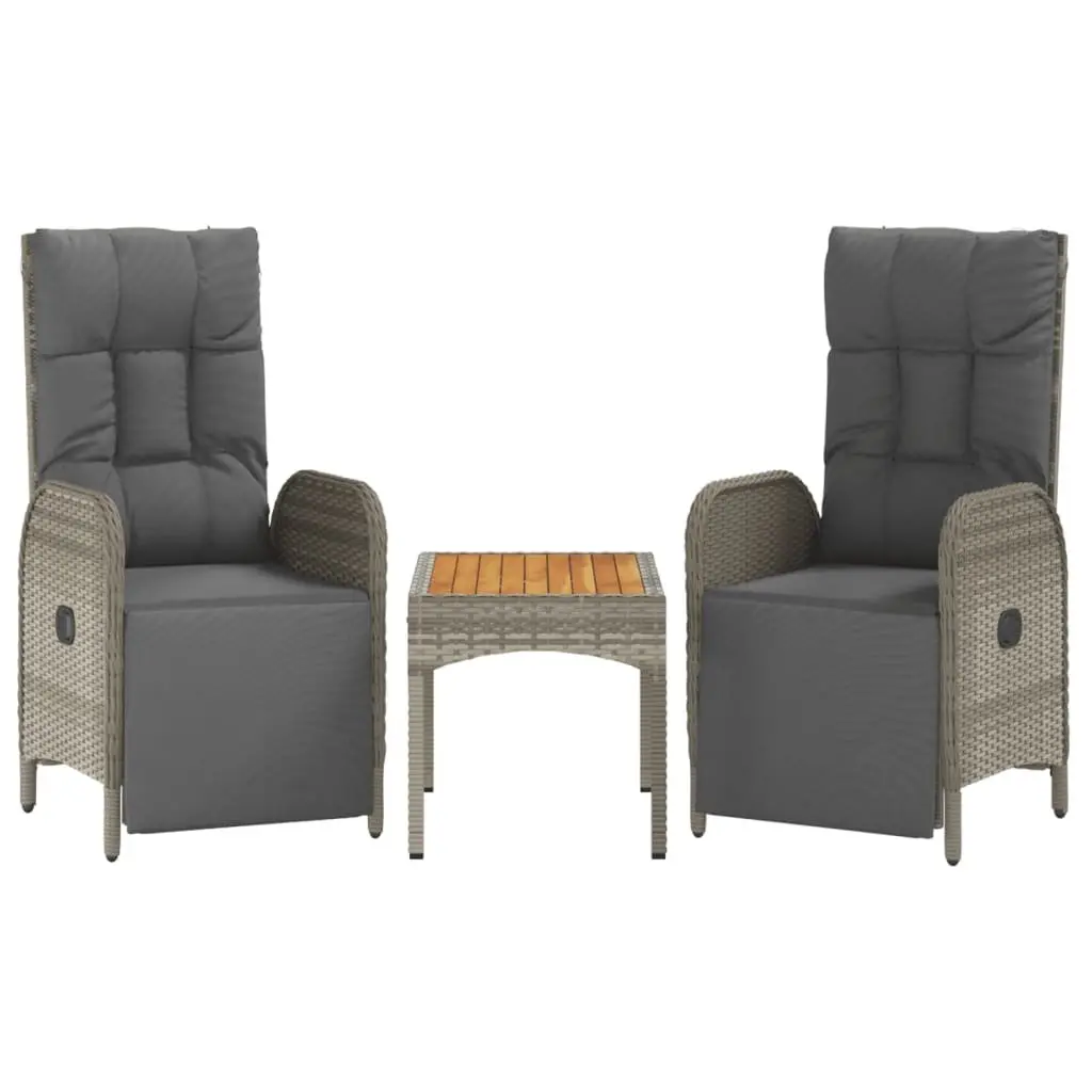 Garden Dining Set 4 Piece Outdoor Furniture Grey Poly Rattan Chairs Table