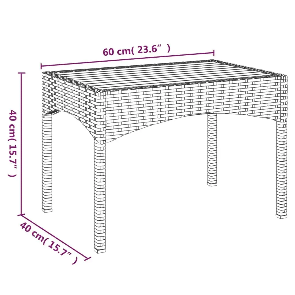 5 Piece Garden Dining Set Grey PE Rattan Table with Solid Acacia Wood Top and Reclining Chairs