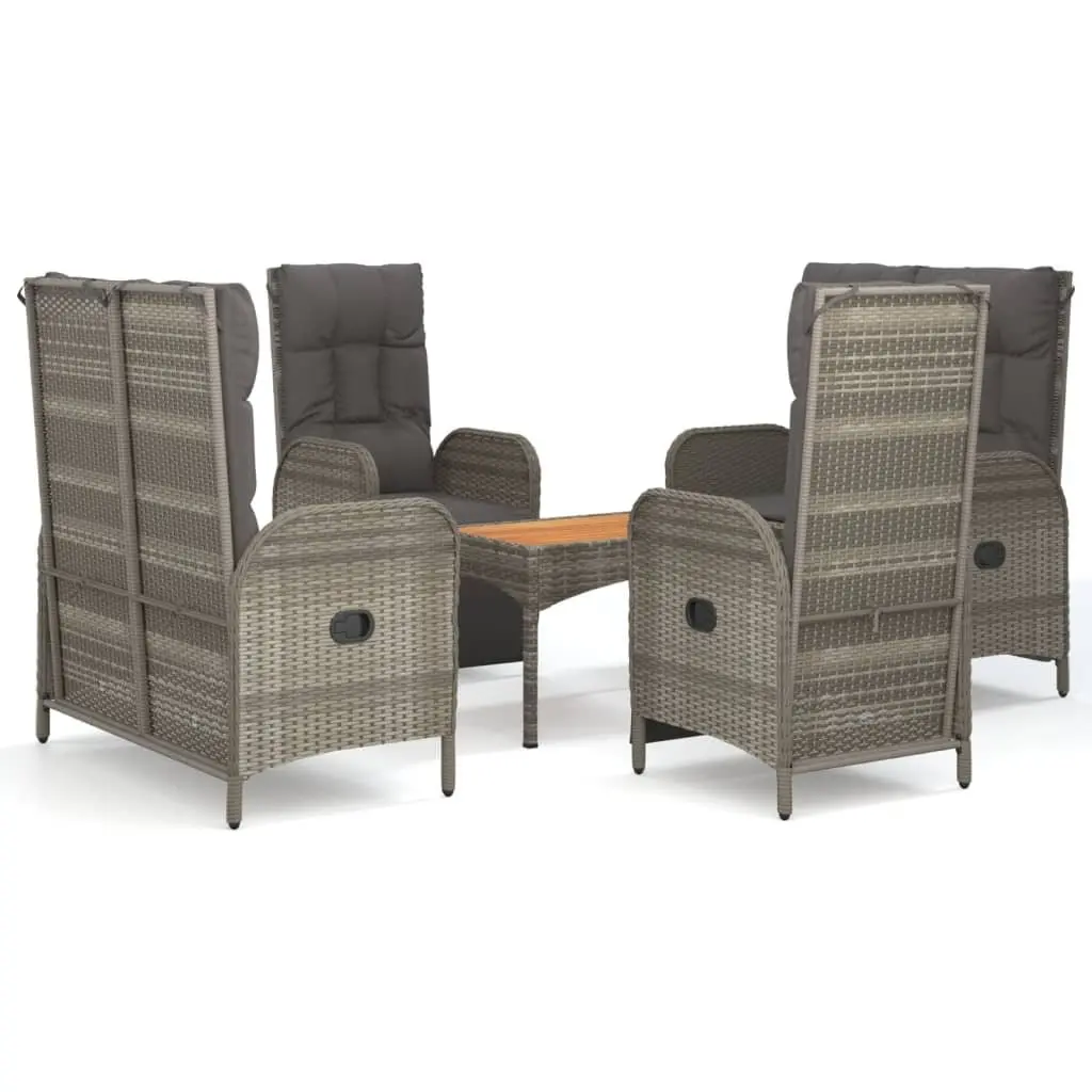Garden Dining Set 5 Piece Outdoor Furniture Grey Poly Rattan Cushions Steel