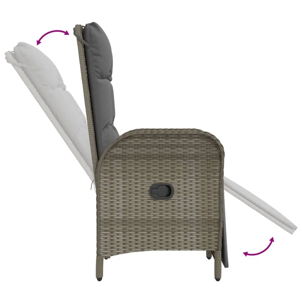 Garden Dining Set 5 Piece Outdoor Furniture Grey Poly Rattan Cushions Steel