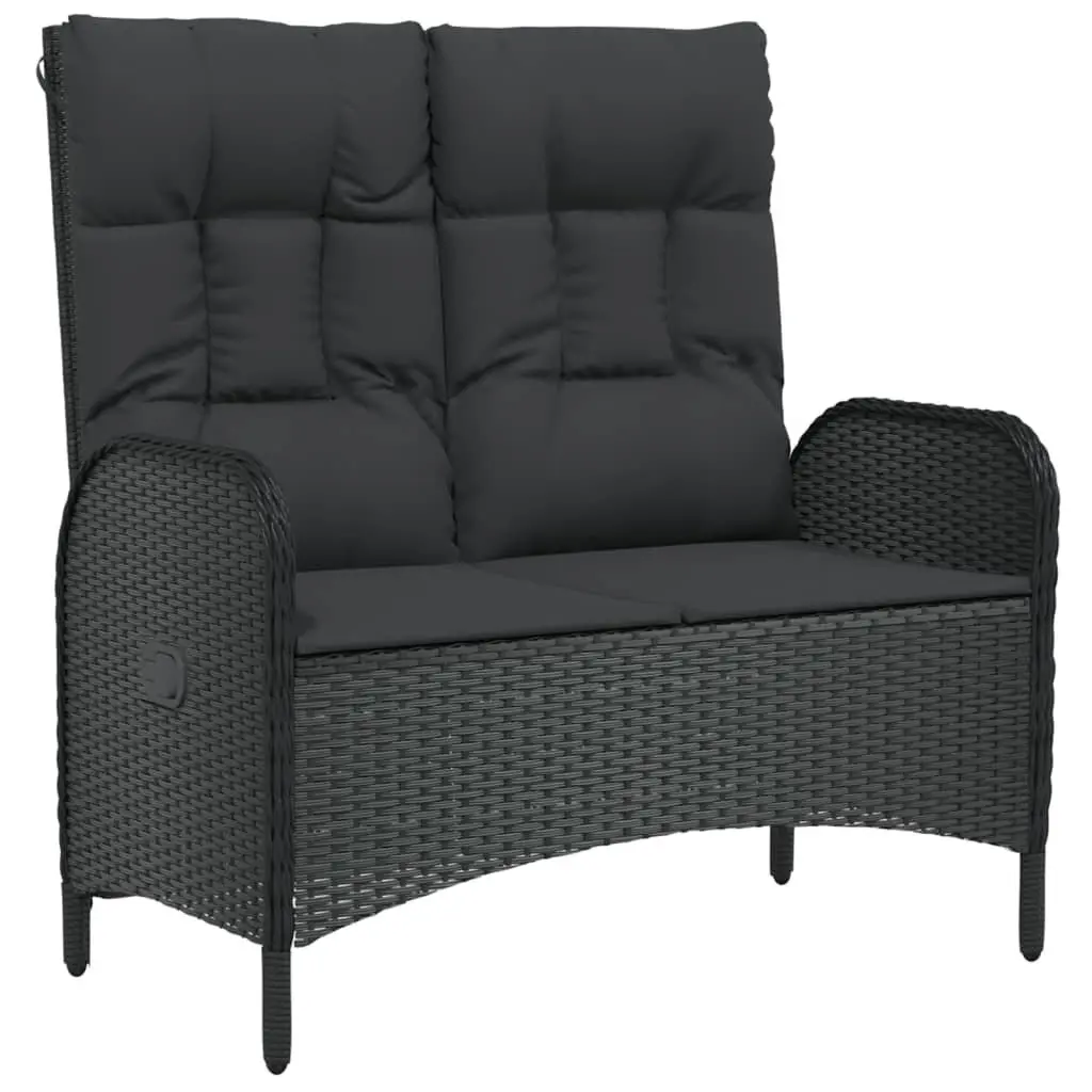 5 Piece Outdoor Garden Dining Set Black PE Rattan Chairs Table Acacia Wood Top