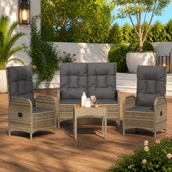 3 Piece Grey Outdoor Dining Set - Compact Design