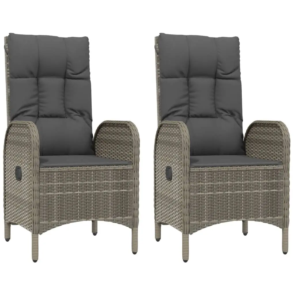 Garden Dining Set 3 Piece Outdoor Furniture Grey Poly Rattan Chairs Table