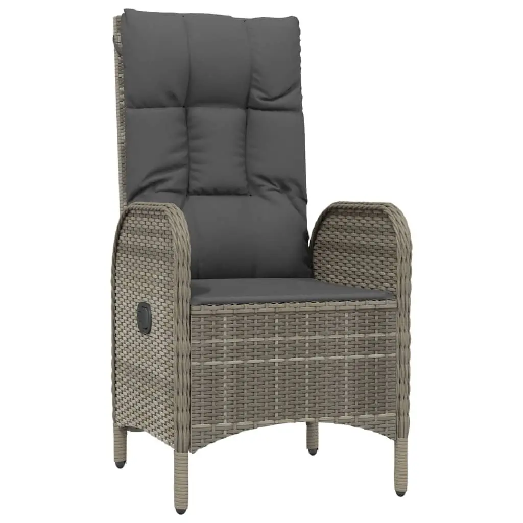 Garden Dining Set 3 Piece Outdoor Furniture Grey Poly Rattan Chairs Table
