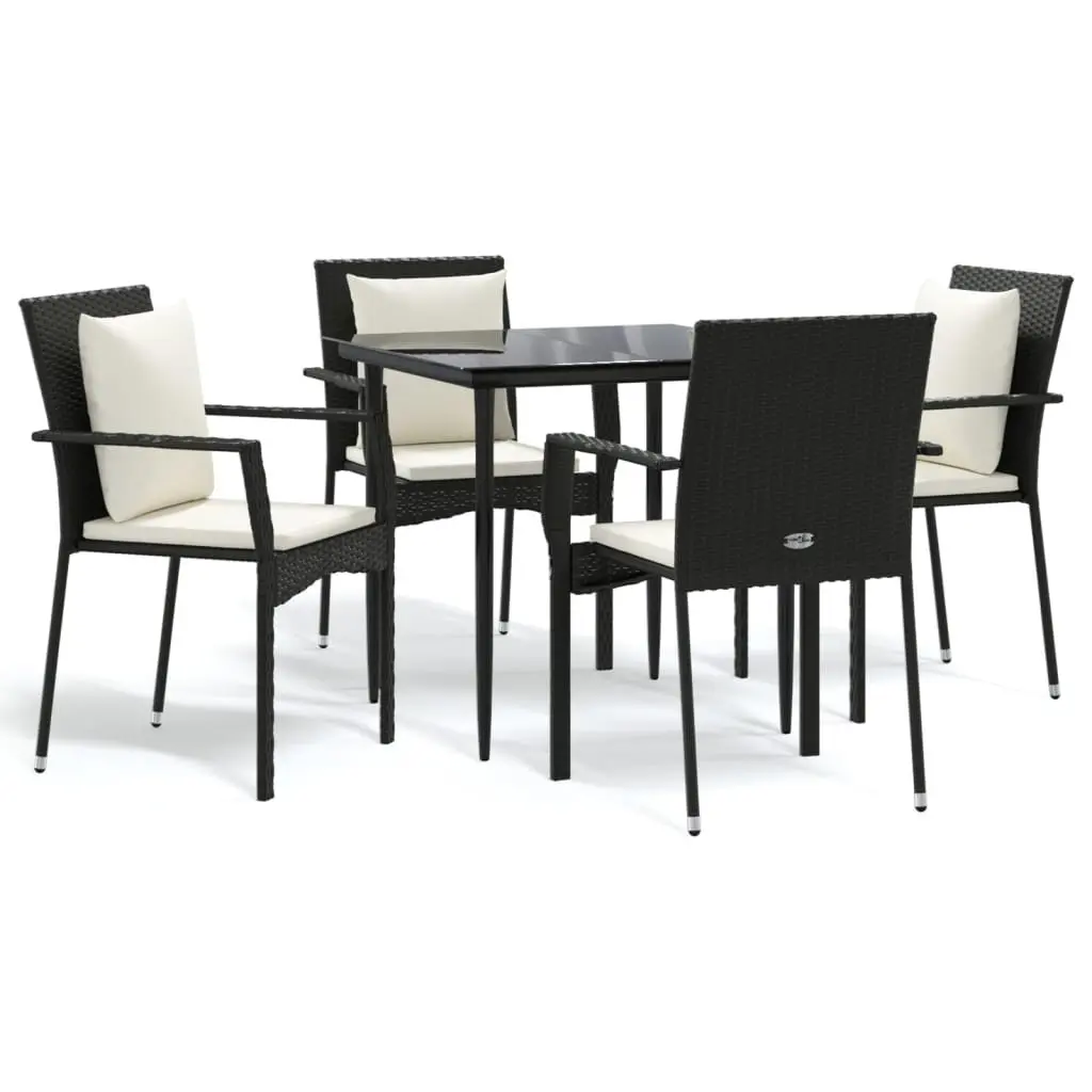 Garden Dining Set 5 Piece Outdoor Patio Furniture Black Rattan Chairs Table