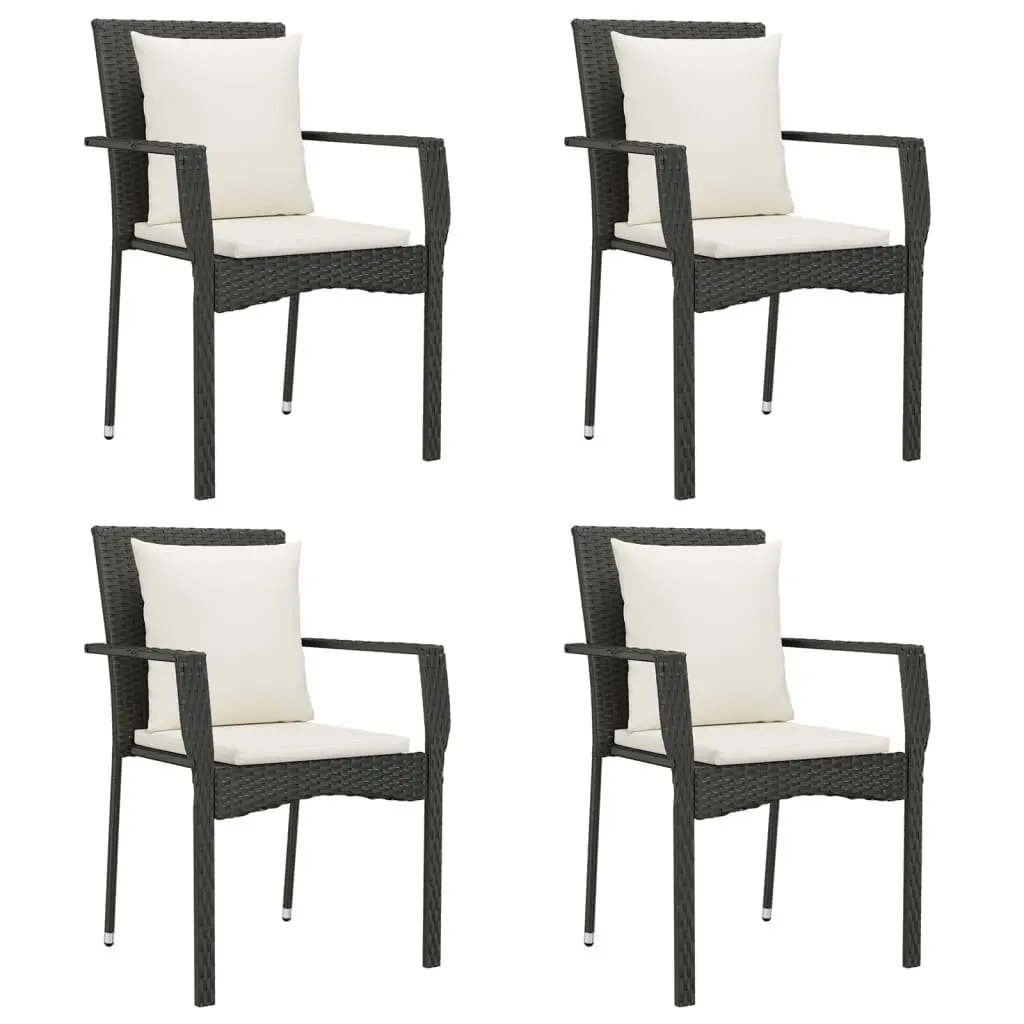 Garden Dining Set 5 Piece Outdoor Patio Furniture Black Rattan Chairs Table