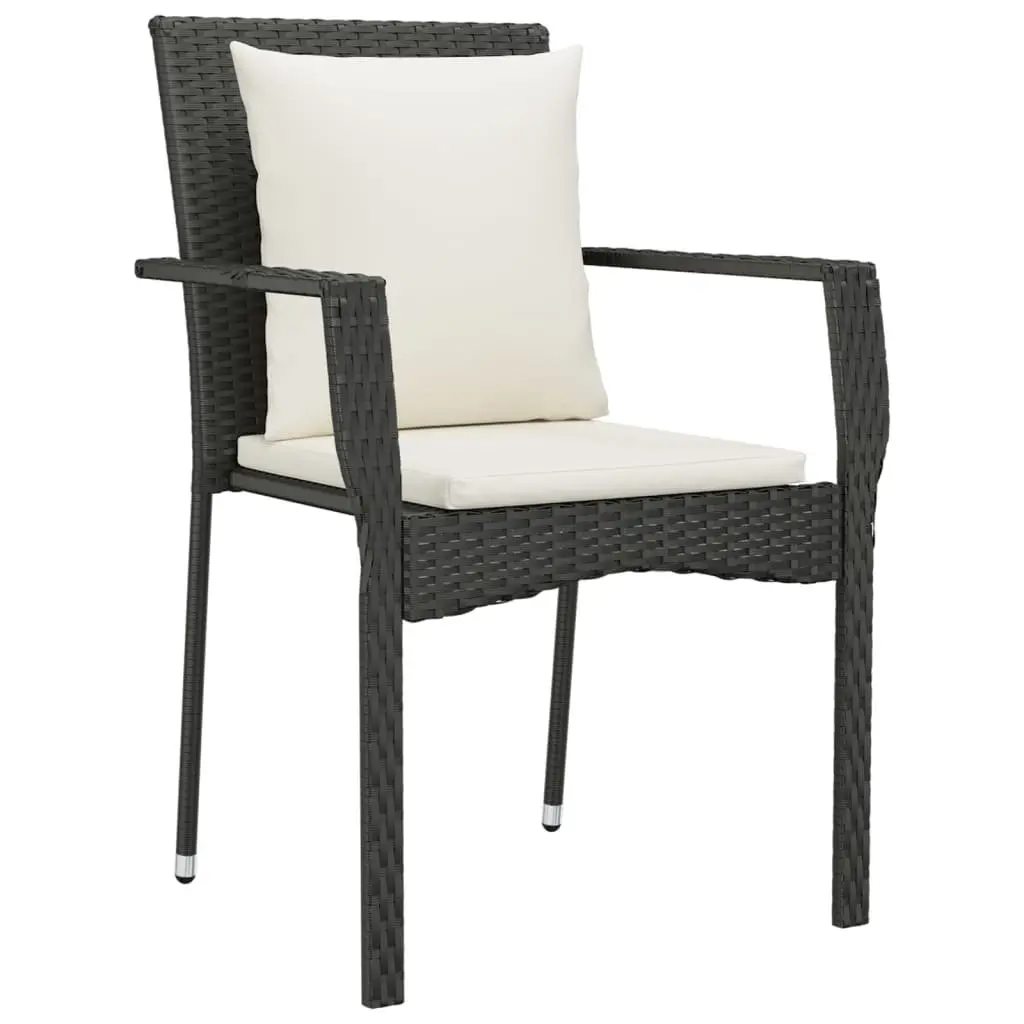 Garden Dining Set 5 Piece Outdoor Patio Furniture Black Poly Rattan with