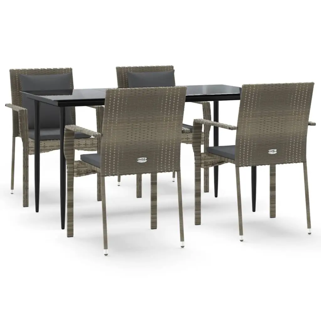 Garden Dining Set 5 Piece Outdoor Patio Furniture with Cushions Grey