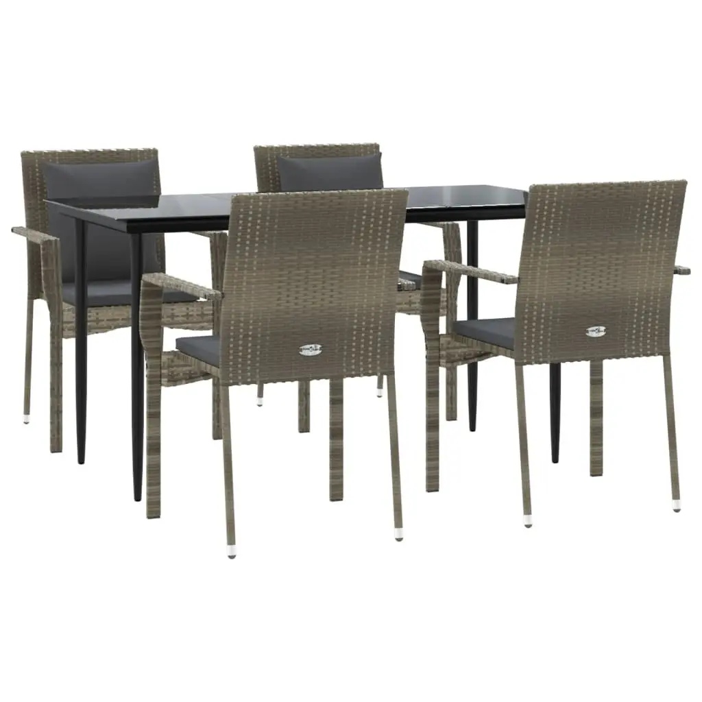 Garden Dining Set 5 Piece Outdoor Patio Furniture with Cushions Grey
