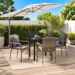 Garden Dining Set 5 Piece Outdoor Patio Furniture Grey with Cushions Table