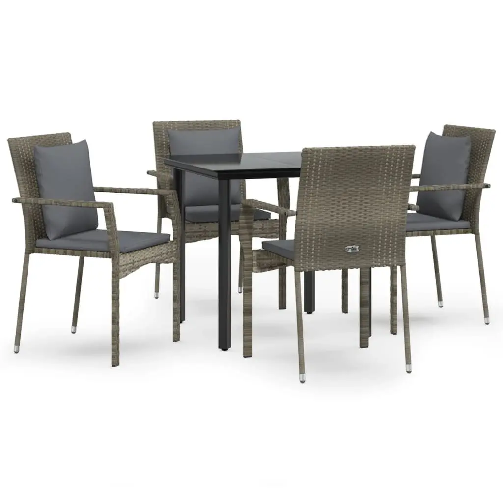 Garden Dining Set Grey 5 Piece Outdoor Patio Furniture with Cushions