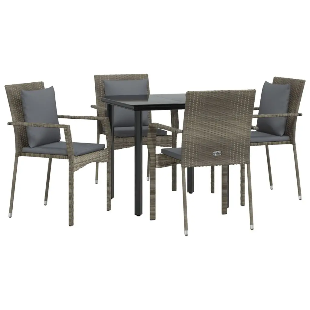 Garden Dining Set Grey 5 Piece Outdoor Patio Furniture with Cushions