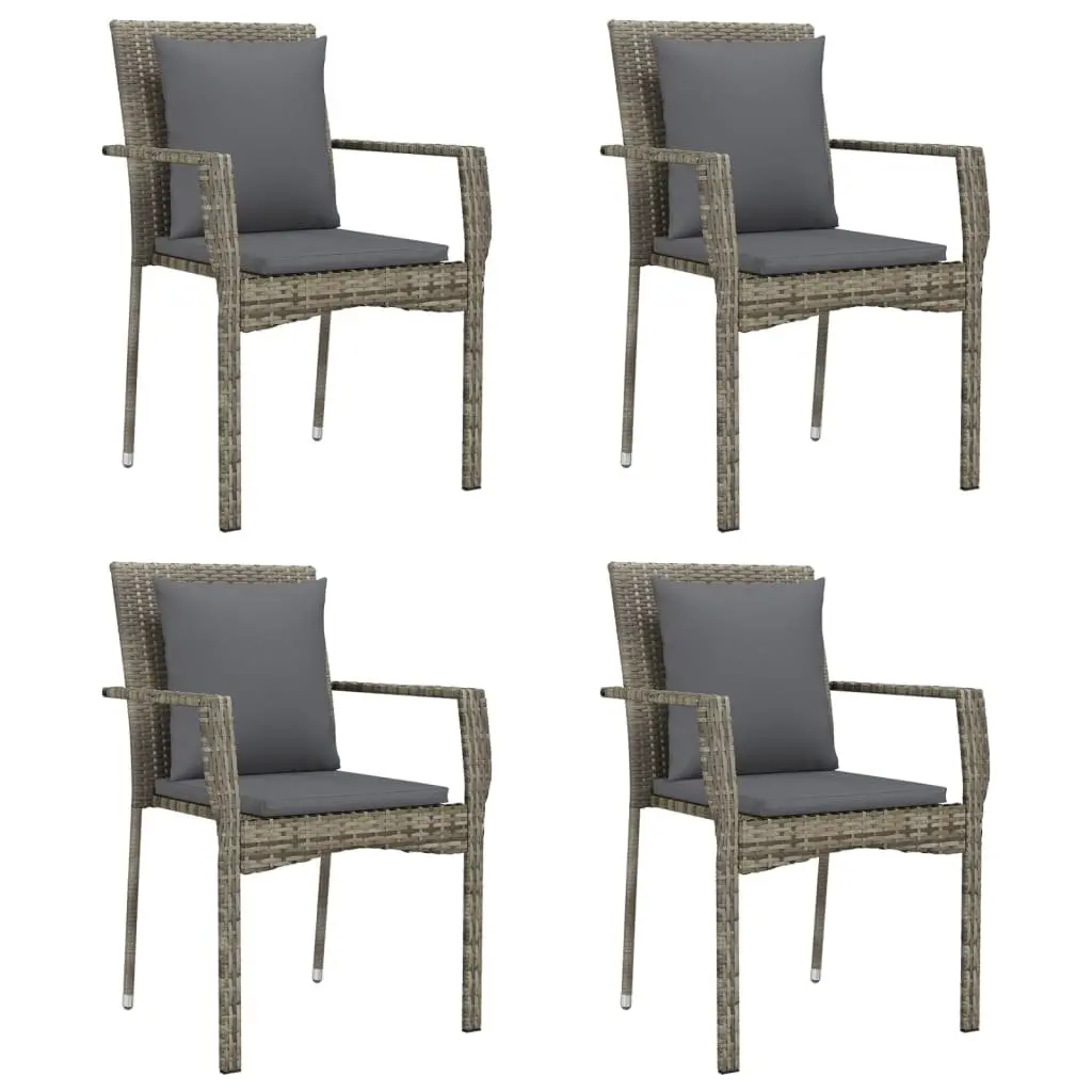 Garden Dining Set Grey 5 Piece Outdoor Patio Furniture with Cushions