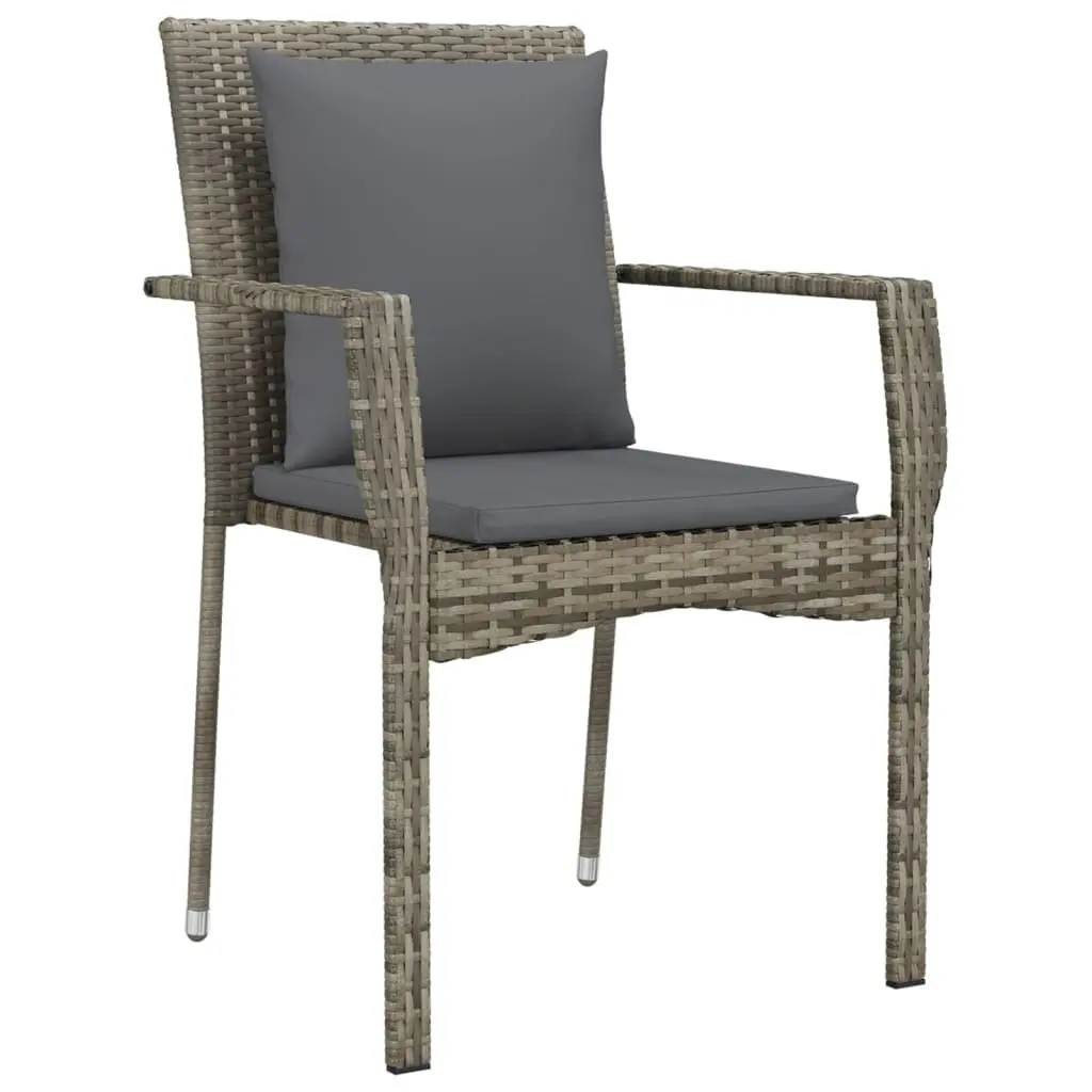 Garden Dining Set 5 Piece Outdoor Patio Furniture Grey Poly Rattan with Cushions