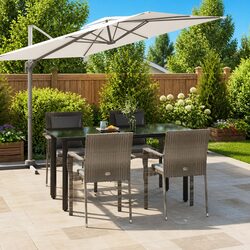 Concise 5-Piece Grey Outdoor Dining Set with Cushions