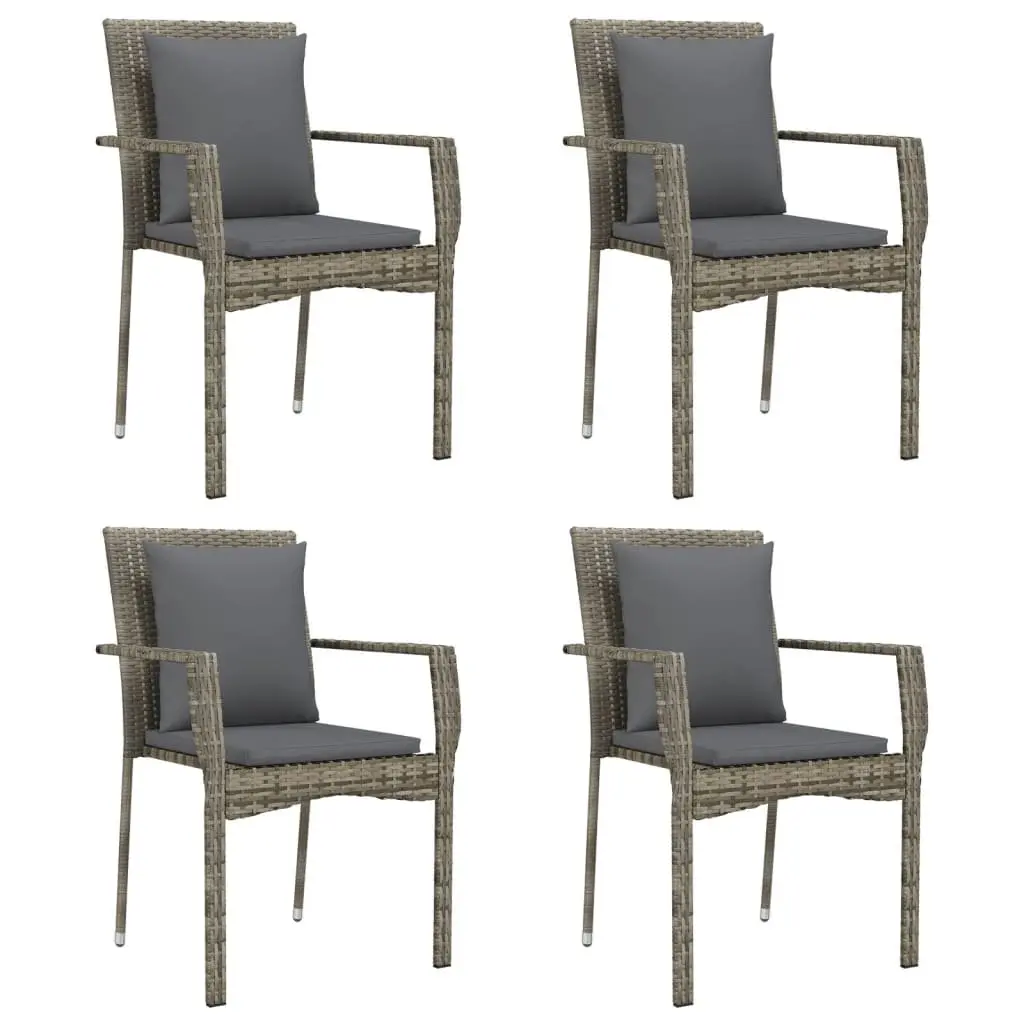 Garden Dining Set 5 Piece Outdoor Patio Furniture Grey Poly Rattan with Cushions