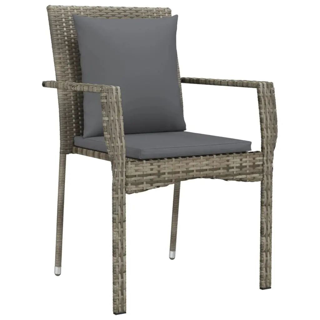 Garden Dining Set 5 Piece Outdoor Patio Furniture Grey Poly Rattan with Cushions