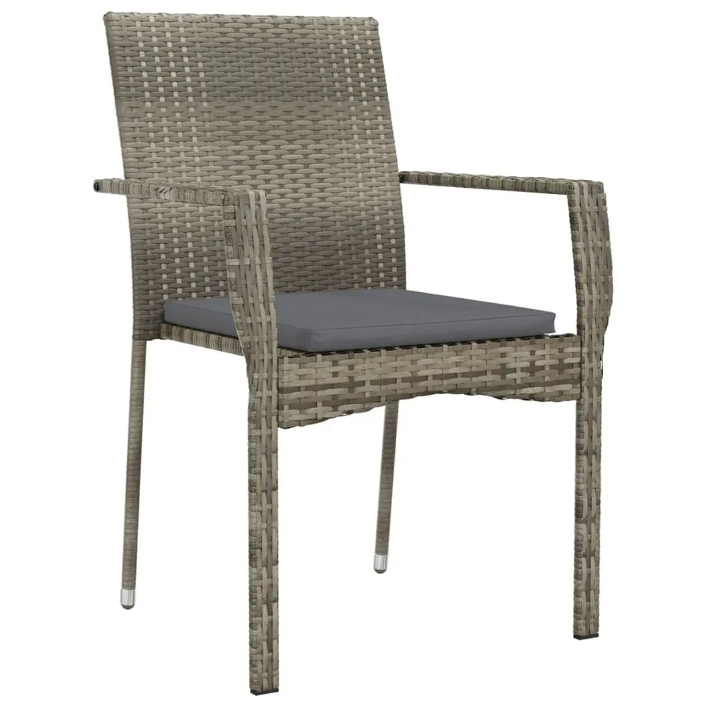 Garden Dining Set 3 Piece Outdoor Patio Furniture Grey Poly Rattan Chairs Table