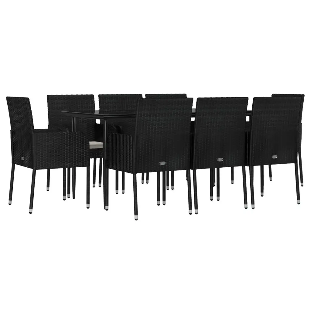 Garden Dining Set 9 Piece Outdoor Patio Furniture Black Poly Rattan with