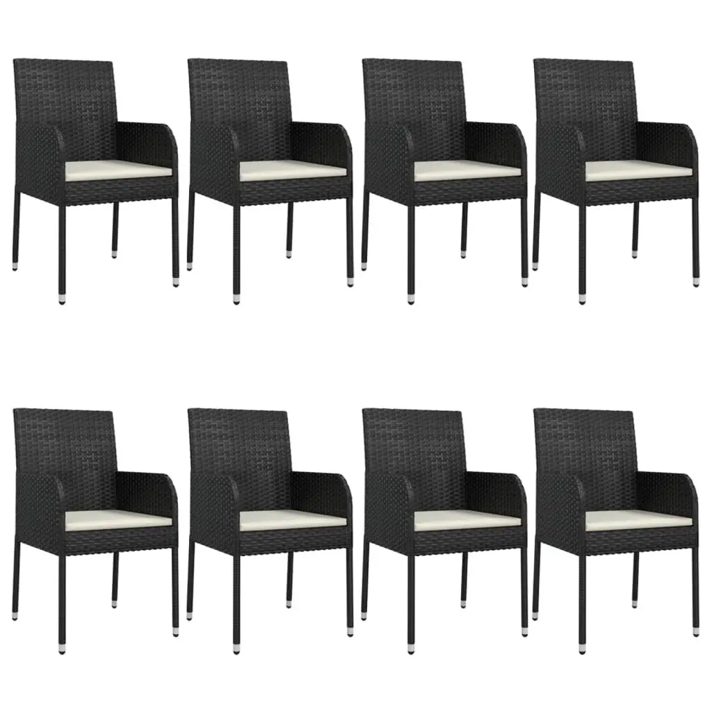 Garden Dining Set 9 Piece Outdoor Patio Furniture Black Poly Rattan with