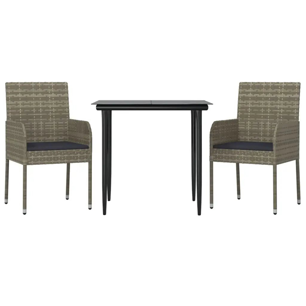 Garden Dining Set 3 Piece Outdoor Furniture Patio Table Chairs with Cushions