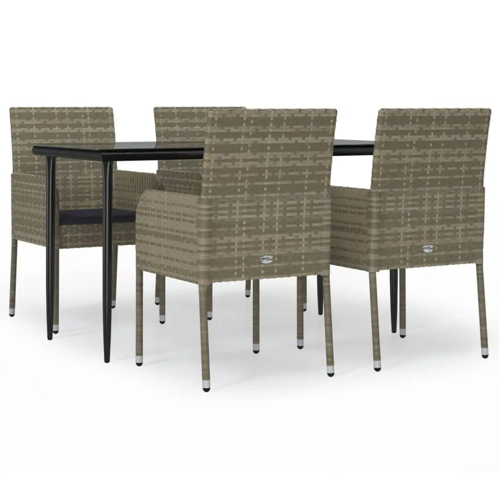 Garden Dining Set Grey 5 Piece Outdoor Patio Furniture PE Rattan Chairs Table