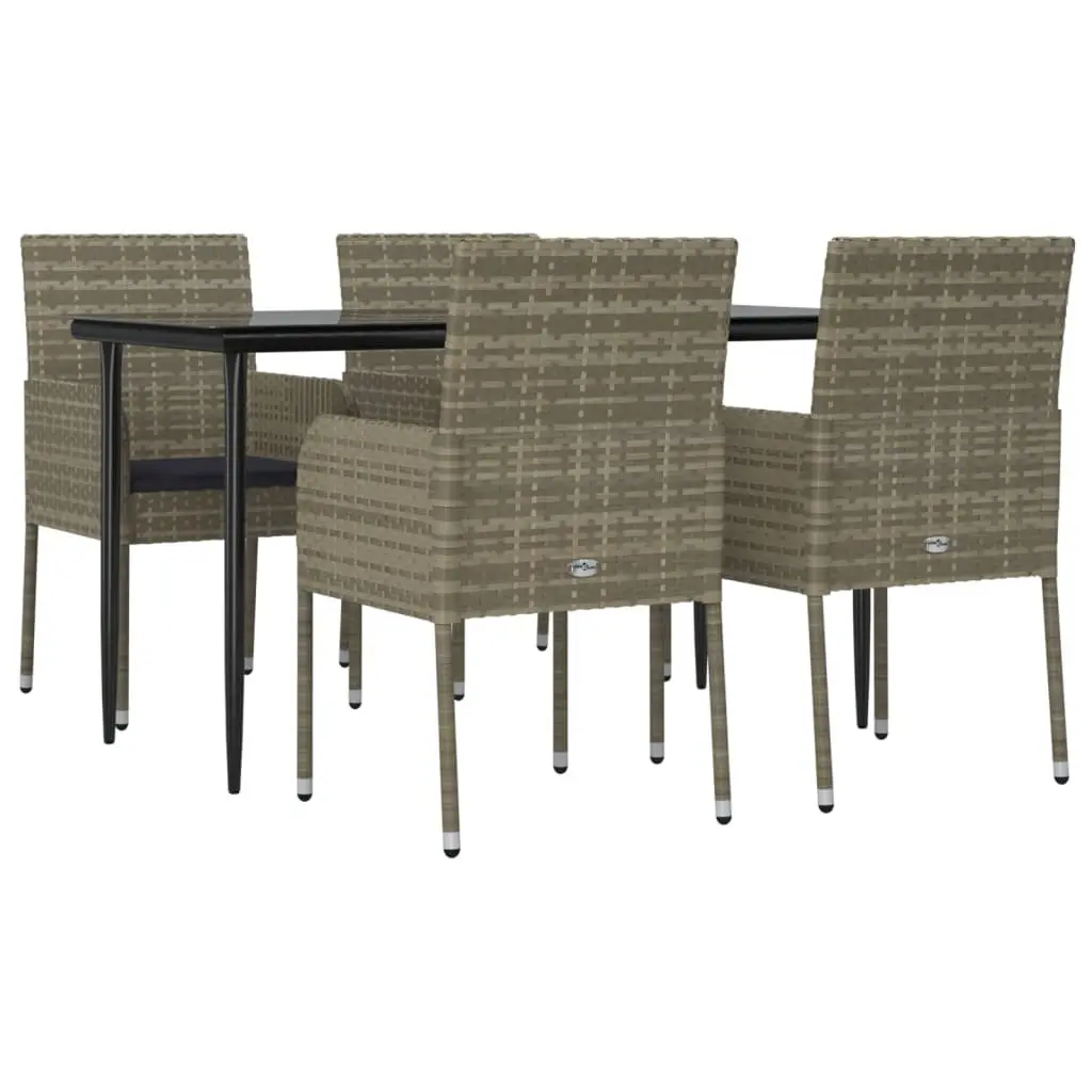 Garden Dining Set Grey 5 Piece Outdoor Patio Furniture PE Rattan Chairs Table