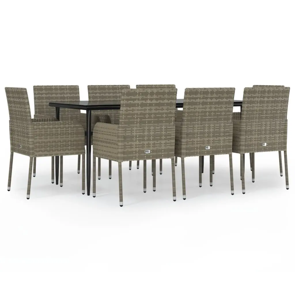 Garden Dining Set 9 Piece Outdoor Patio Furniture Grey Poly Rattan Chair Table