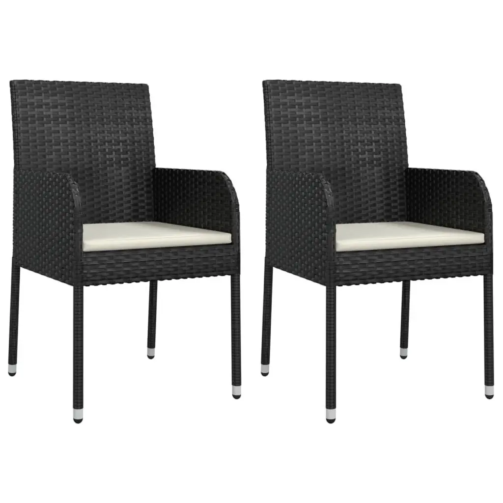3 Piece Garden Dining Set Outdoor Patio Furniture Black Poly Rattan with