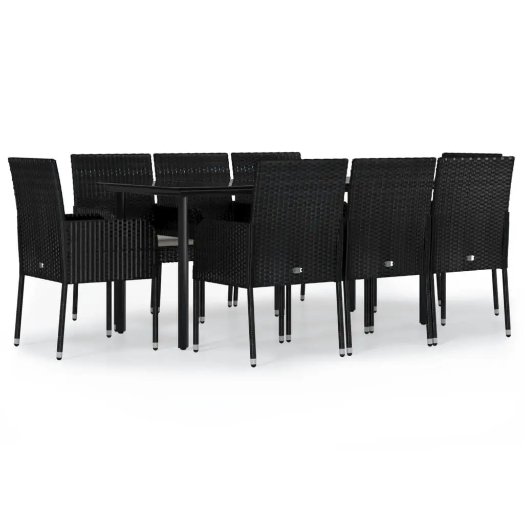 Garden Dining Set 9 Piece Outdoor Patio Furniture Black Poly Rattan with