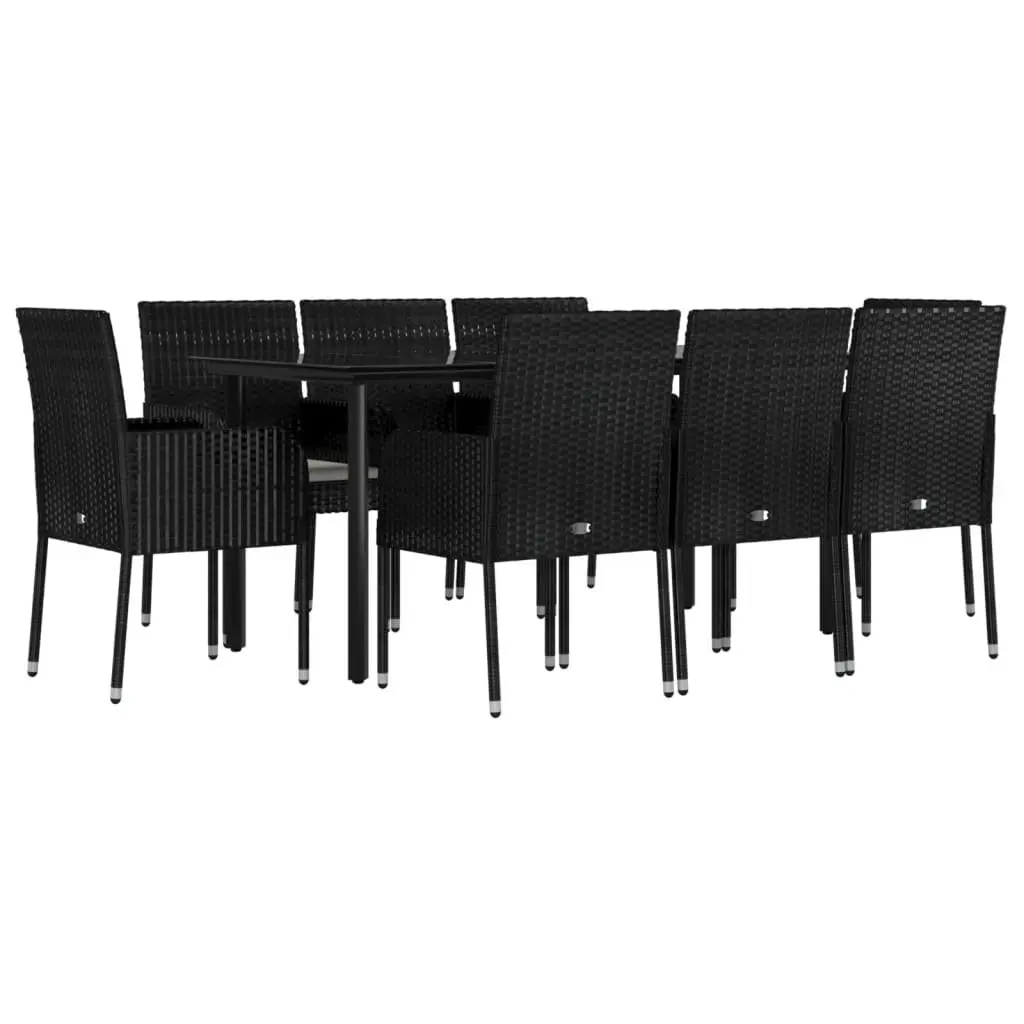 Garden Dining Set 9 Piece Outdoor Patio Furniture Black Poly Rattan with
