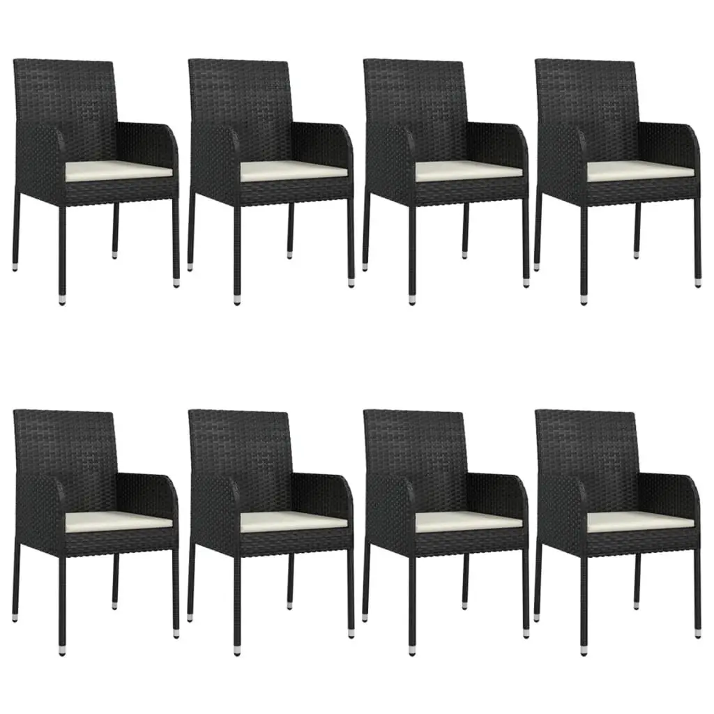 Garden Dining Set 9 Piece Outdoor Patio Furniture Black Poly Rattan with