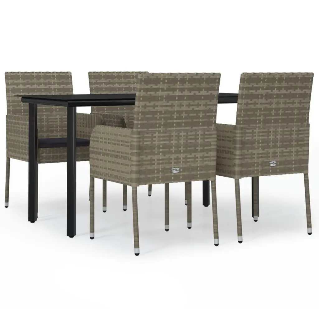 Garden Dining Set 5 Piece Outdoor Patio Furniture Table Chairs Cushions Grey