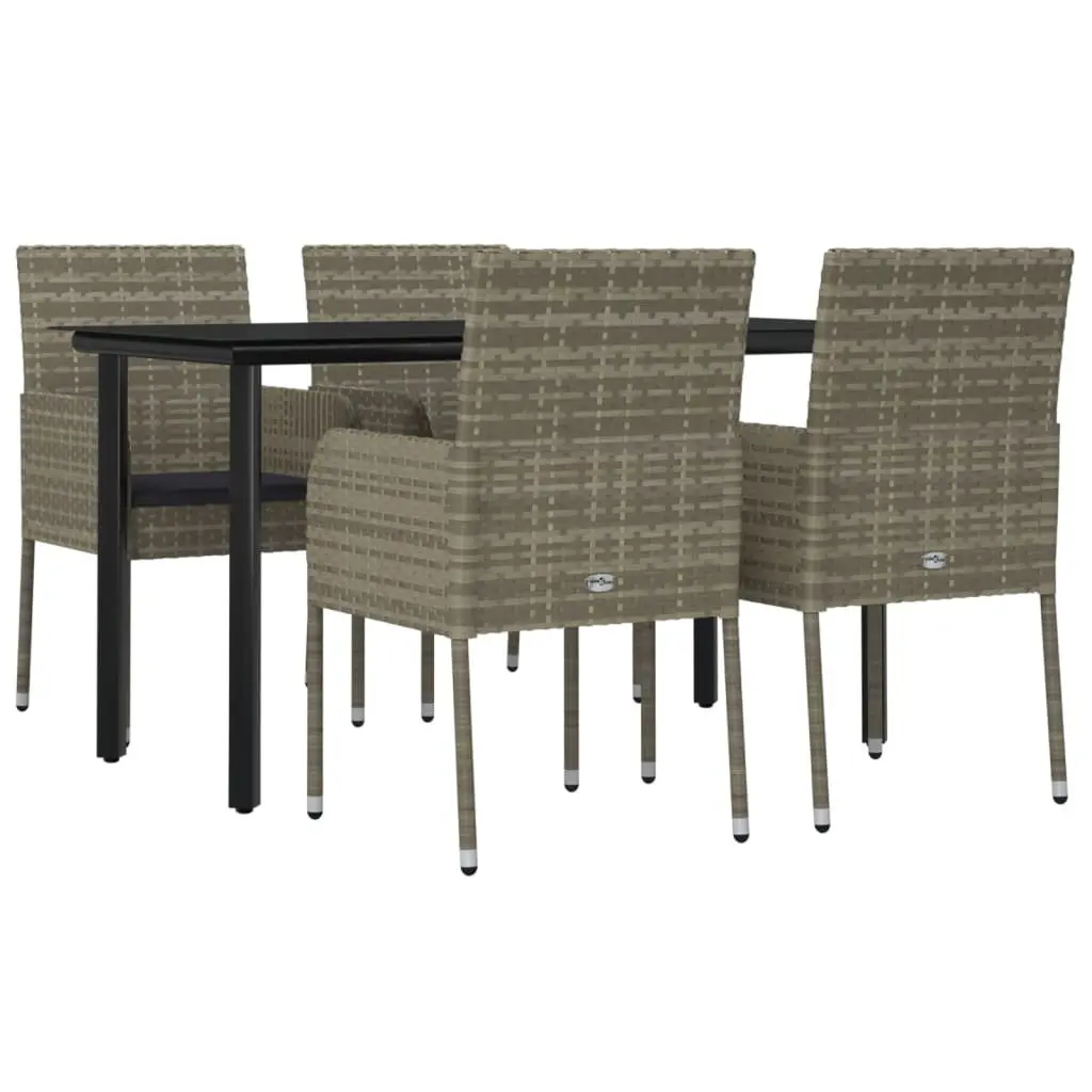 Garden Dining Set 5 Piece Outdoor Patio Furniture Table Chairs Cushions Grey