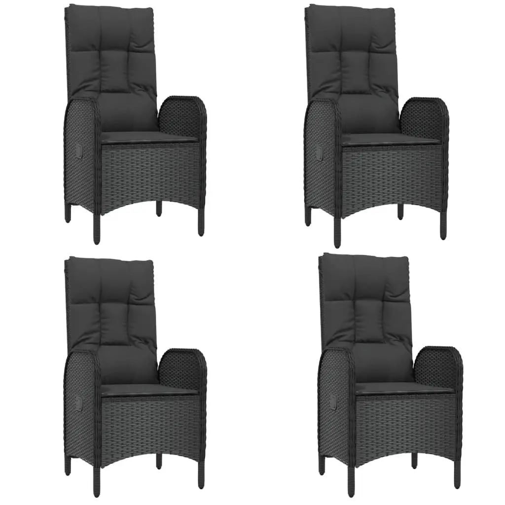 Outdoor Dining Set Black 5 Piece Weather-Resistant PE Poly Rattan Table Chairs