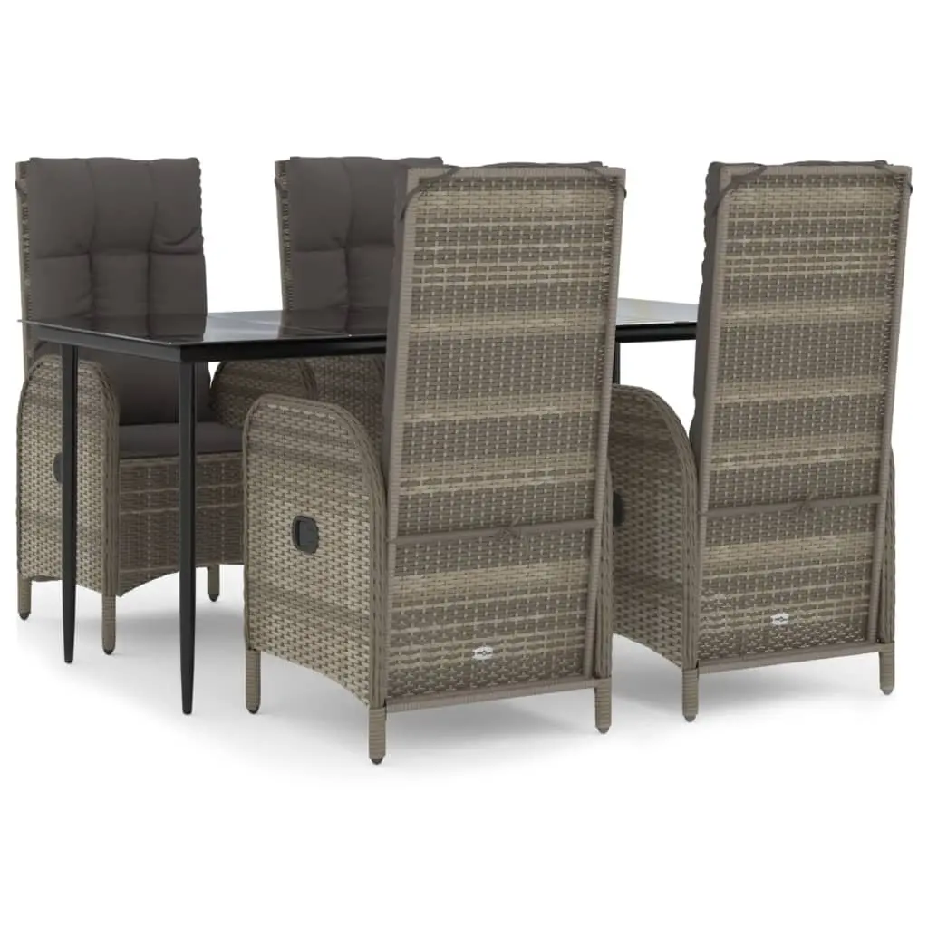 Garden Dining Set Grey 5 Piece Outdoor Furniture Weather-resistant Poly Rattan Chairs Table