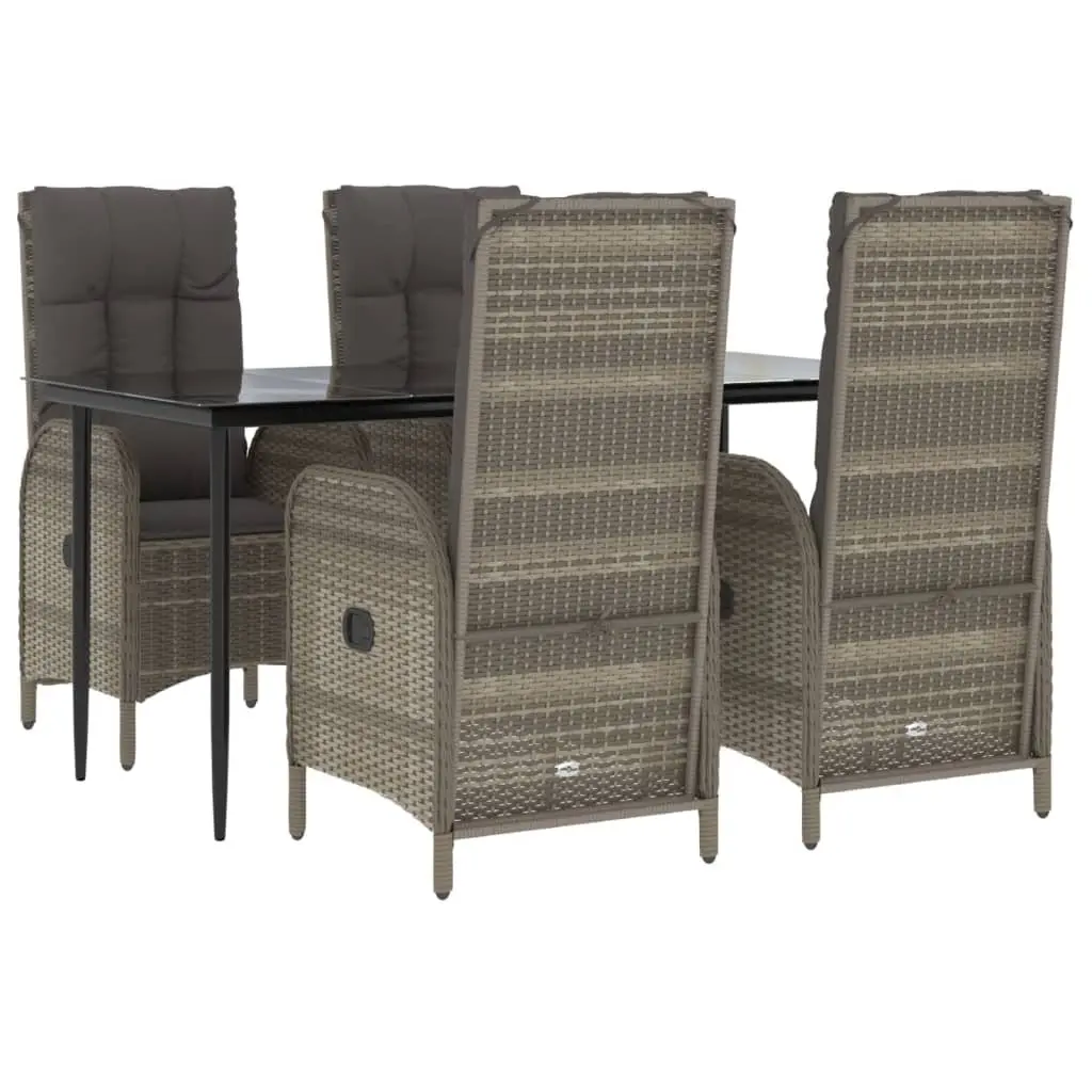 Garden Dining Set Grey 5 Piece Outdoor Furniture Weather-resistant Poly Rattan Chairs Table