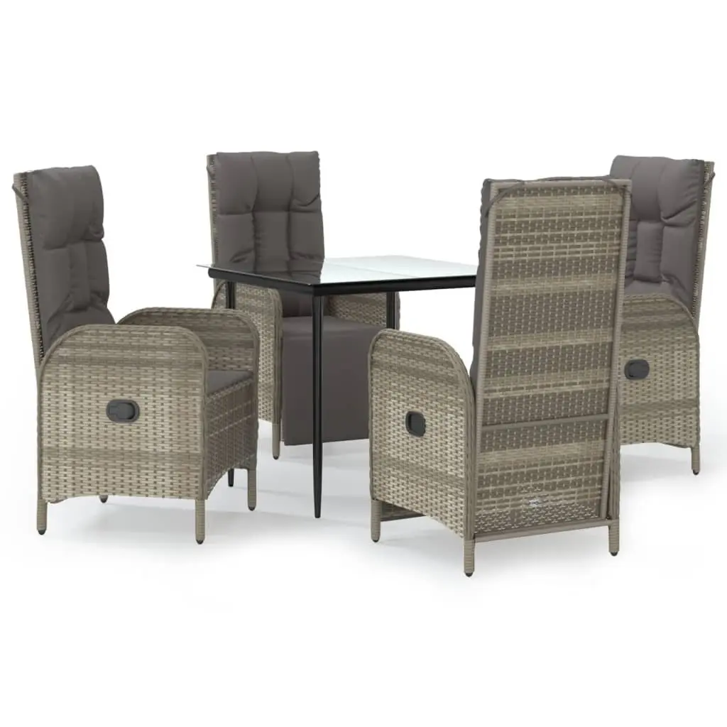 Garden Dining Set Grey 5 Piece Outdoor Furniture PE Rattan Chairs Table