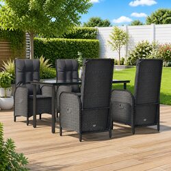 5-Piece Outdoor Dining Set with Glass Table and Cushions