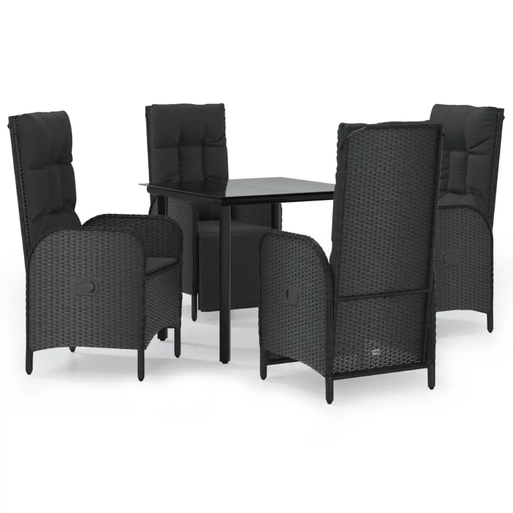 Garden Dining Set Black 5 Piece Outdoor Furniture with Cushions