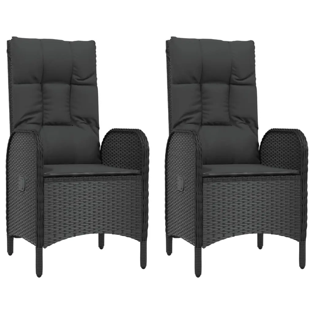 Garden Dining Set Black 5 Piece Outdoor Furniture with Cushions