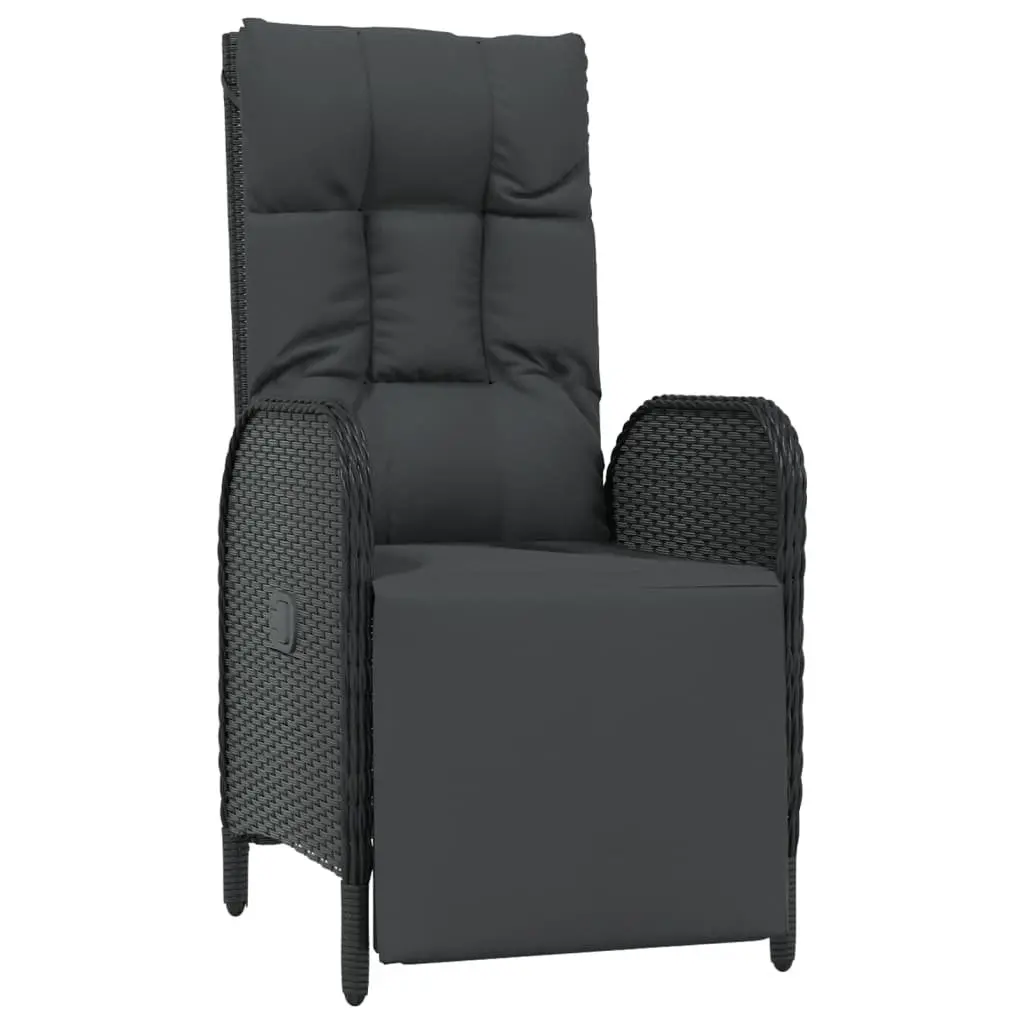 Garden Dining Set Black 5 Piece Outdoor Furniture with Cushions