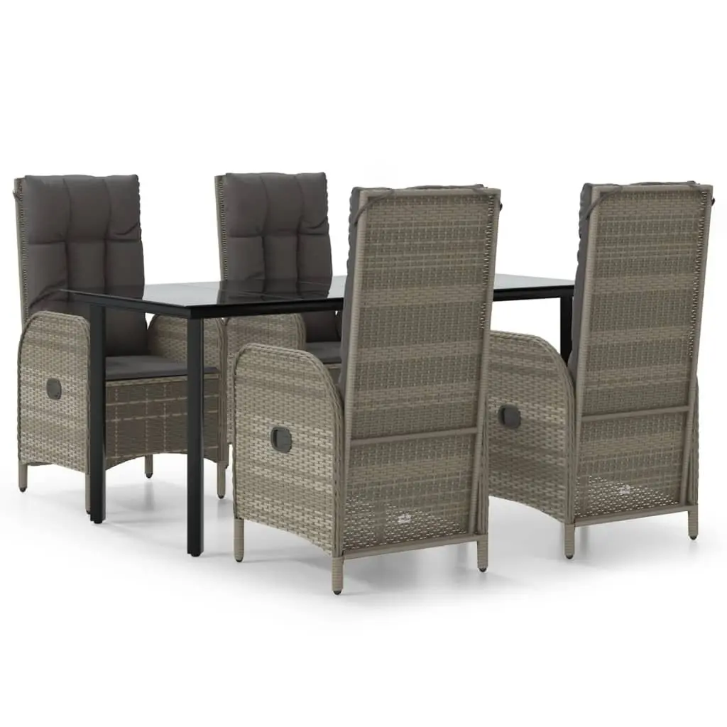 Garden Dining Set Grey 5 Piece Outdoor Furniture Weather Resistant PE Poly Rattan Chairs Table