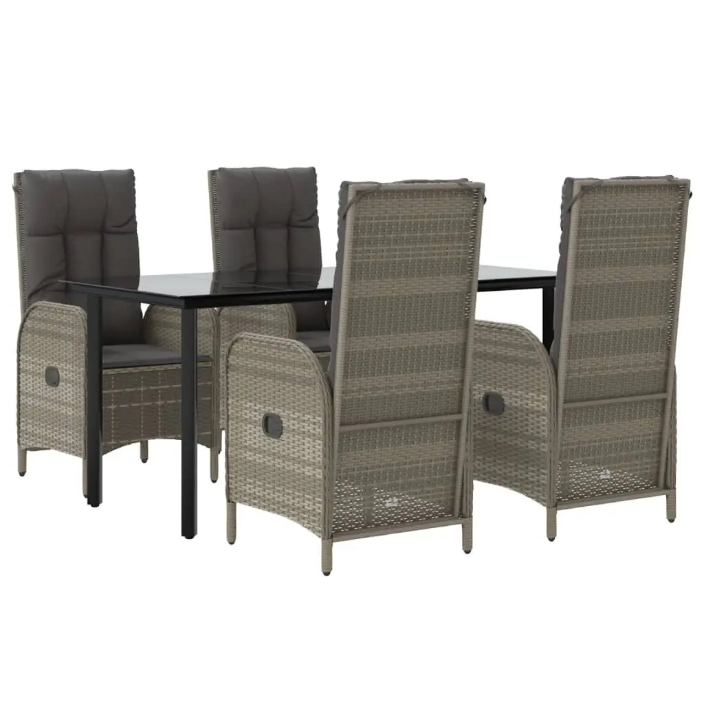 Garden Dining Set Grey 5 Piece Outdoor Furniture Weather Resistant PE Poly Rattan Chairs Table