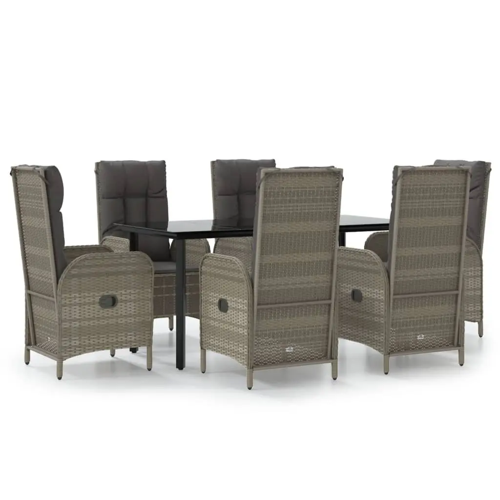 Garden Dining Set Grey 7 Piece Outdoor Furniture Weather-resistant PE Poly Rattan Chairs Table