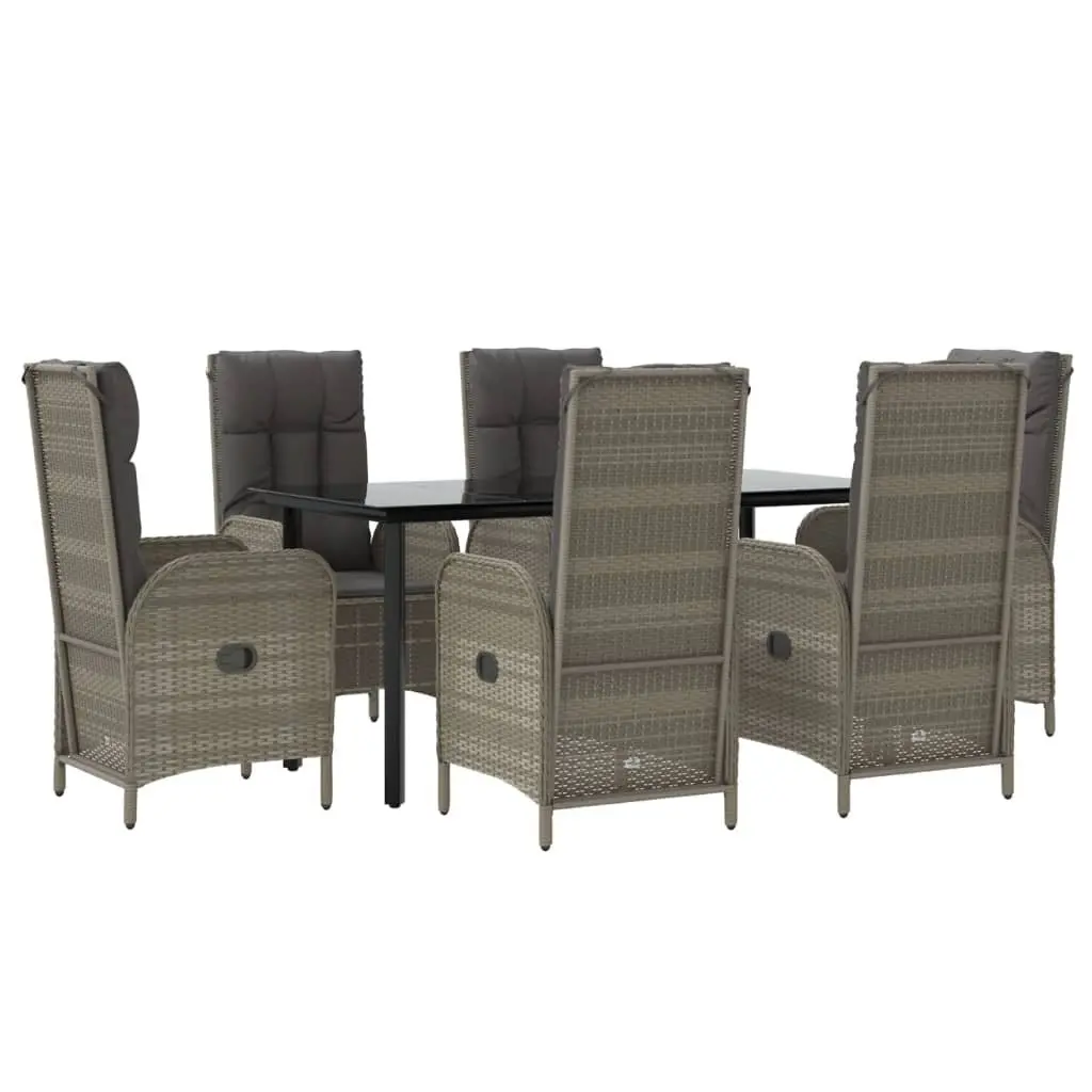 Garden Dining Set Grey 7 Piece Outdoor Furniture Weather-resistant PE Poly Rattan Chairs Table